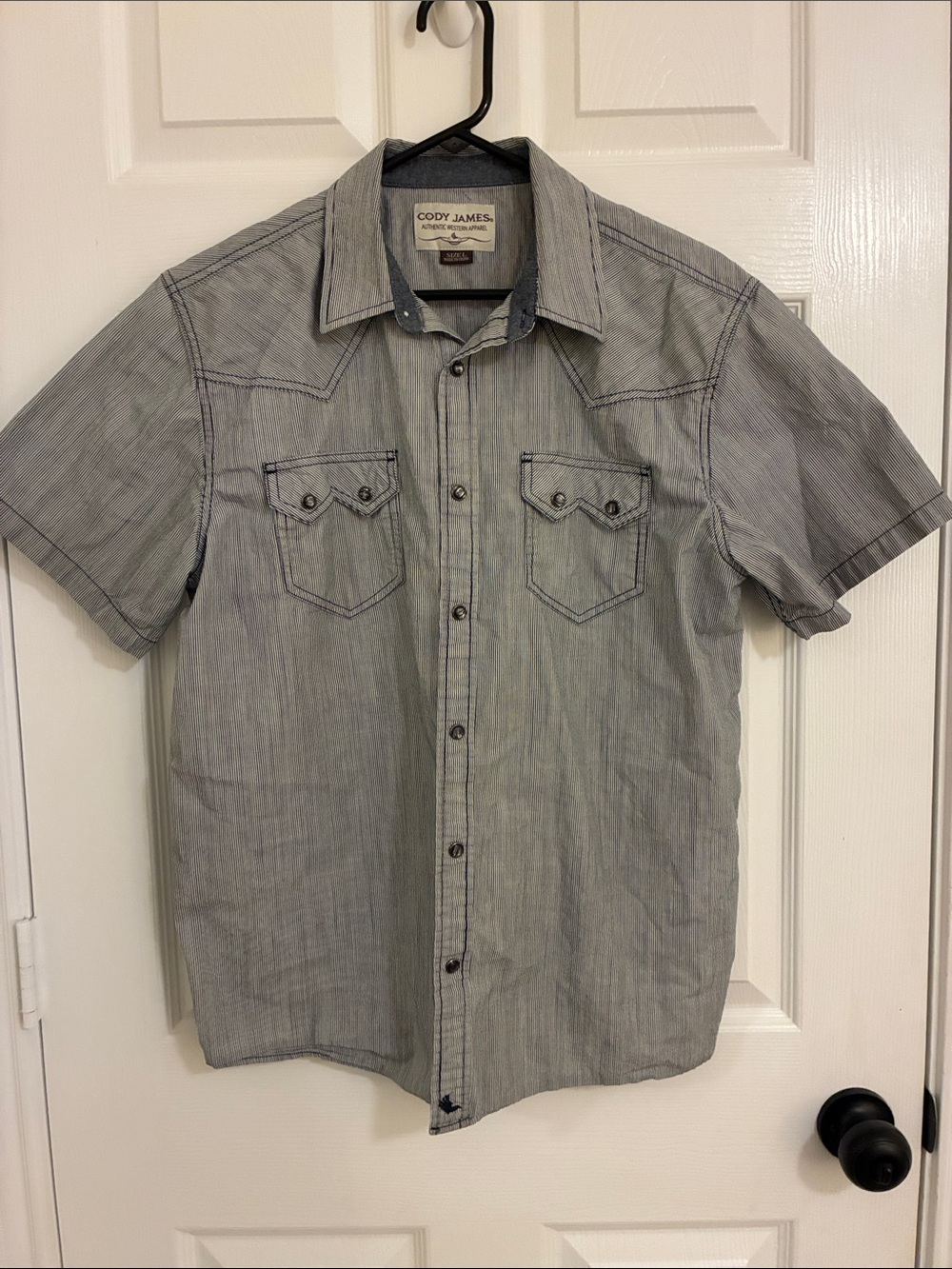 Cody James Pearl Snap Gray-Blue Western Shirt